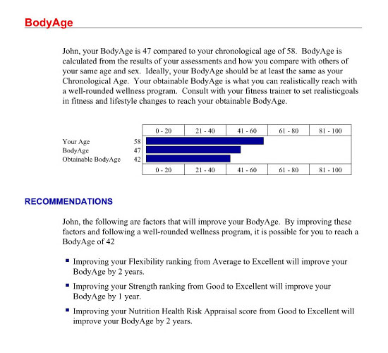 BodyAge Results John Dow